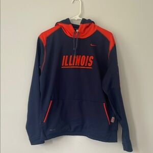 Nike Navy and Orange Illinois Hoodie